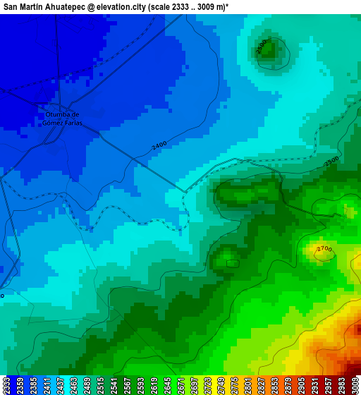 San Martín Ahuatepec elevation map