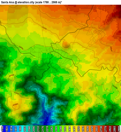 Santa Ana elevation map