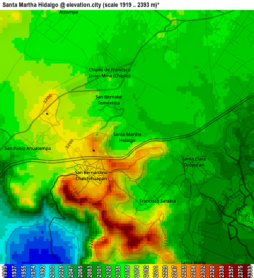 Santa Martha Hidalgo elevation map