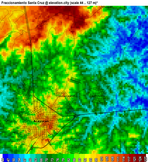 Fraccionamiento Santa Cruz elevation map