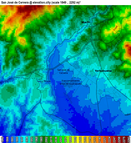 San José de Cervera elevation map