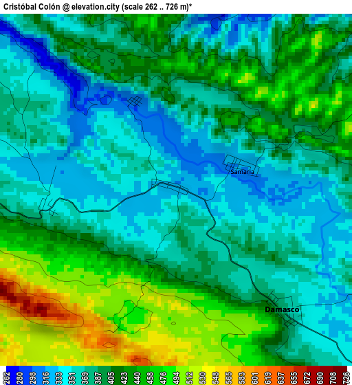 Cristóbal Colón elevation map