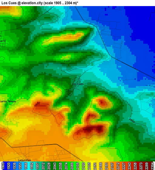 Los Cues elevation map
