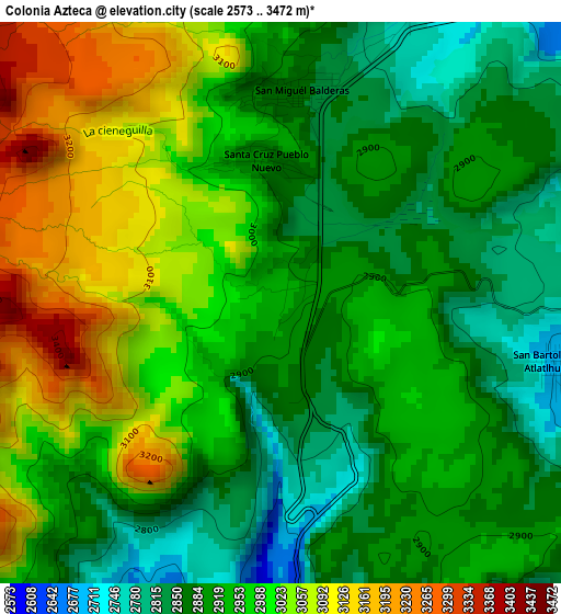 Colonia Azteca elevation map