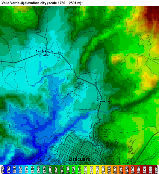 Valle Verde elevation map