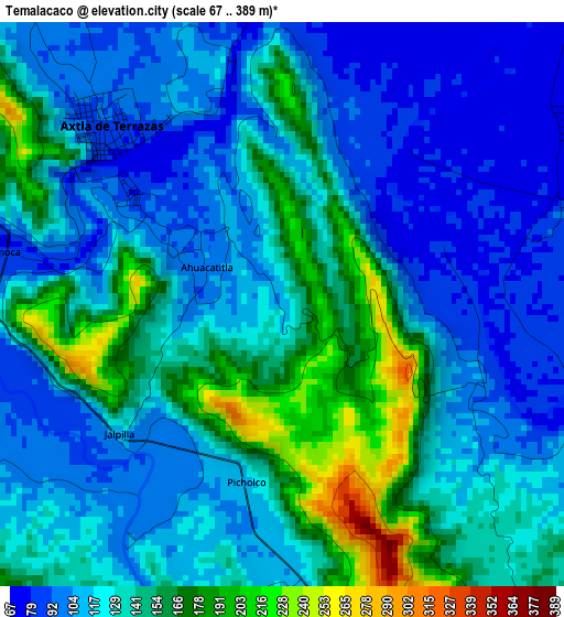 Temalacaco elevation map