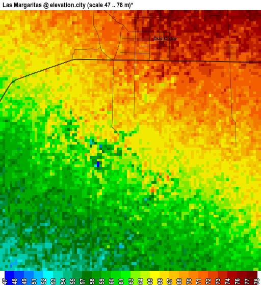 Las Margaritas elevation map
