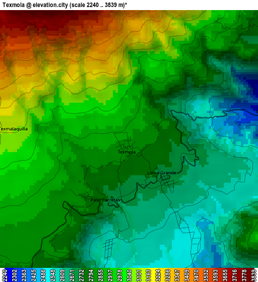 Texmola elevation map