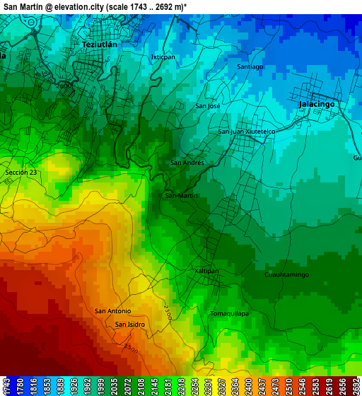 San Martín elevation map