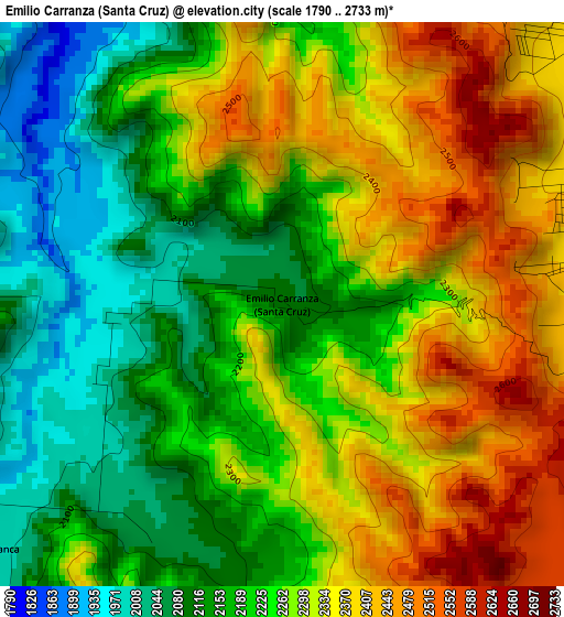 Emilio Carranza (Santa Cruz) elevation map