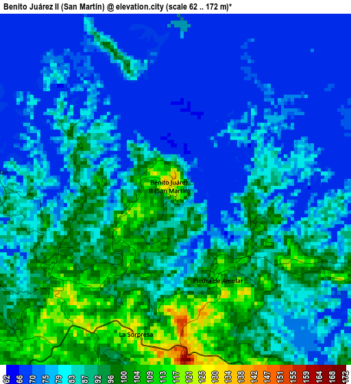 Benito Juárez II (San Martín) elevation map
