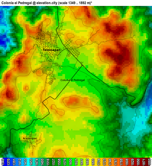 Colonia el Pedregal elevation map