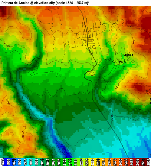 Primera de Analco elevation map