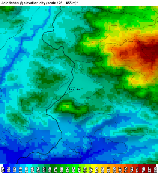 Jolotichán elevation map