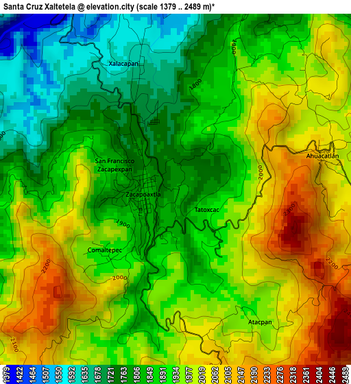 Santa Cruz Xaltetela elevation map