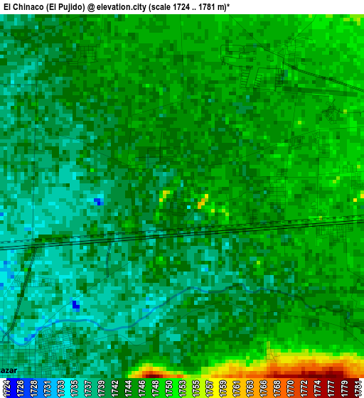 El Chinaco (El Pujido) elevation map