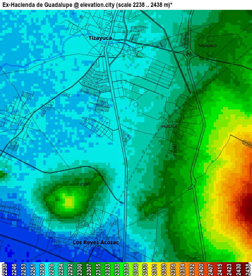Ex-Hacienda de Guadalupe elevation map