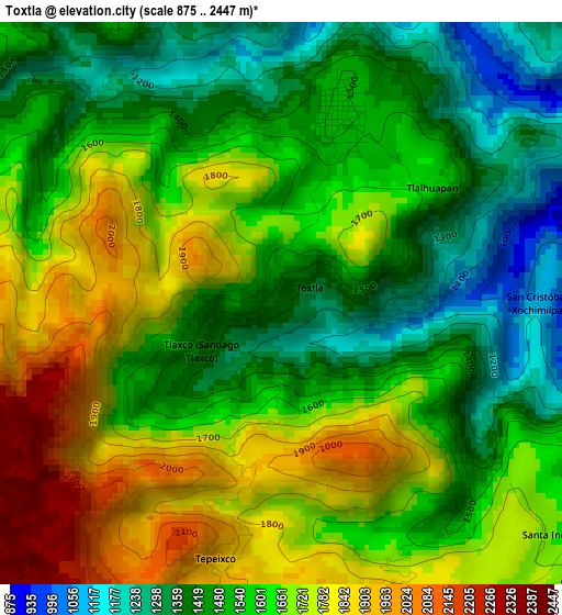 Toxtla elevation map