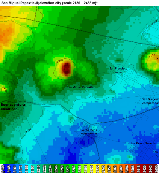 San Miguel Papaxtla elevation map