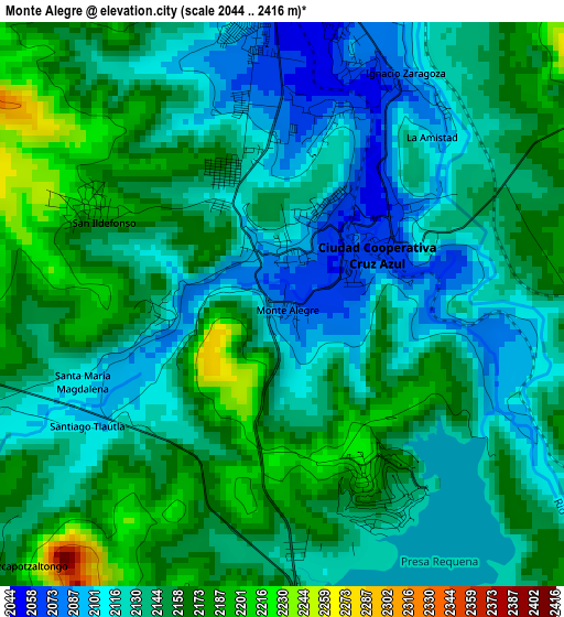 Monte Alegre elevation map