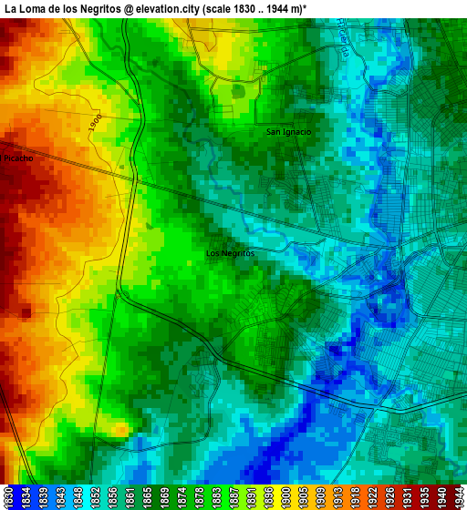 La Loma de los Negritos elevation map