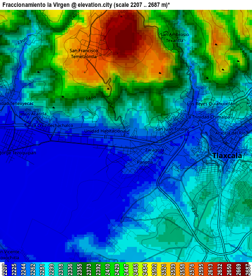 Fraccionamiento la Virgen elevation map