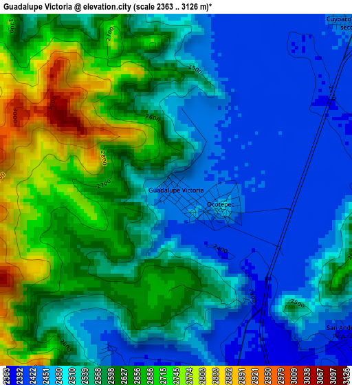 Guadalupe Victoria elevation map