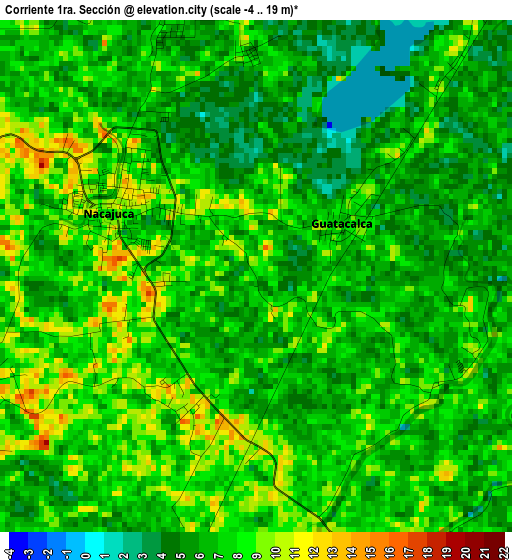 Corriente 1ra. Sección elevation map