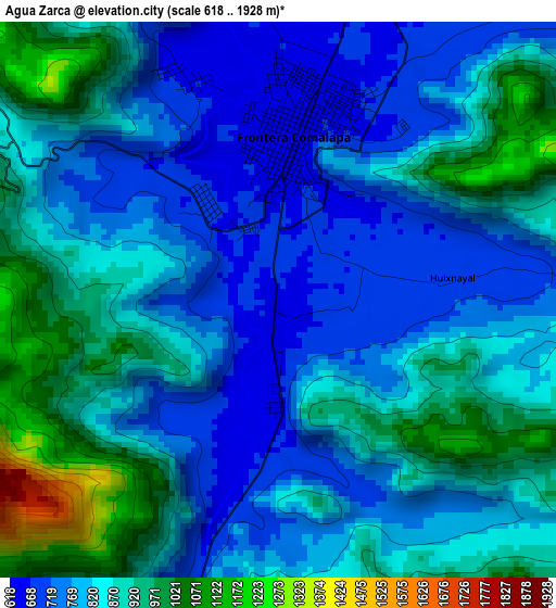 Agua Zarca elevation map