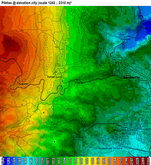 Piletas elevation map