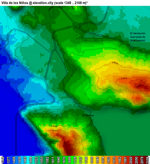 Villa de los Niños elevation map