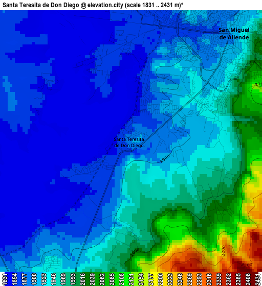 Santa Teresita de Don Diego elevation map