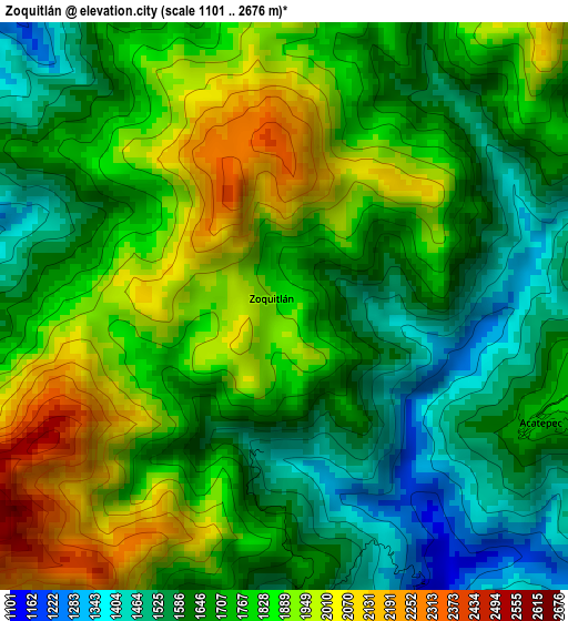 Zoquitlán elevation map