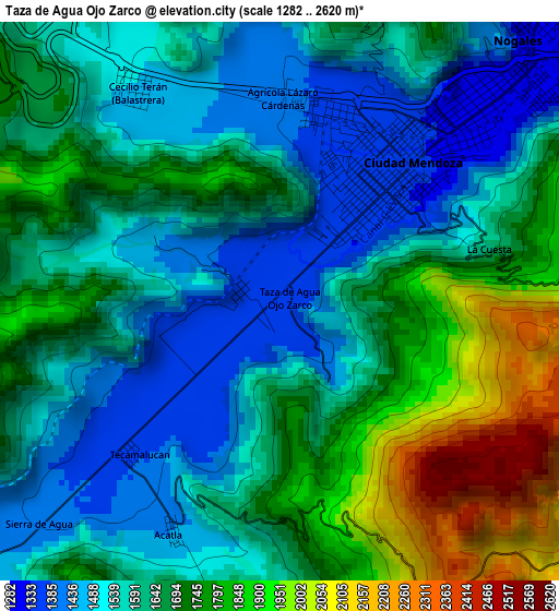 Taza de Agua Ojo Zarco elevation map