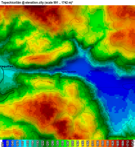 Tepechicotlán elevation map