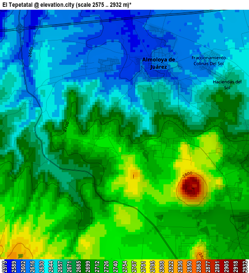 El Tepetatal elevation map