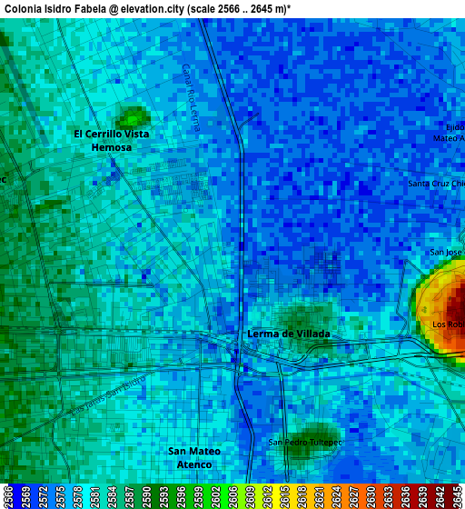 Colonia Isidro Fabela elevation map