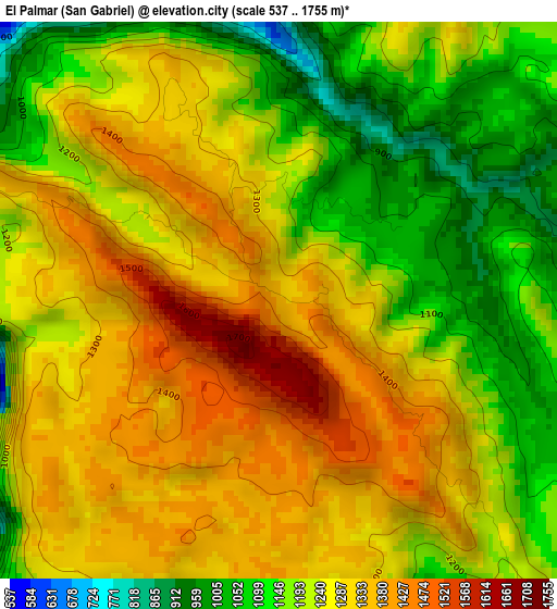 El Palmar (San Gabriel) elevation map