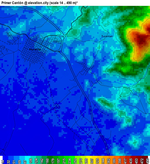 Primer Cantón elevation map