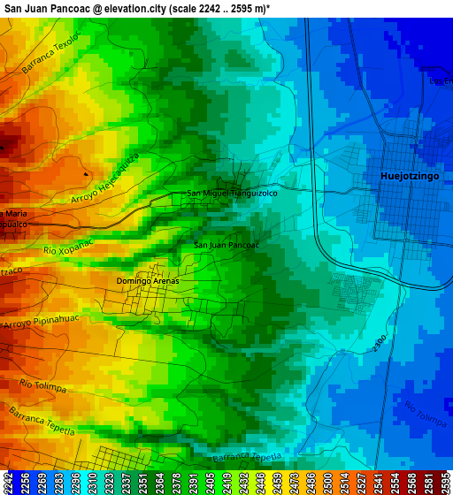 San Juan Pancoac elevation map