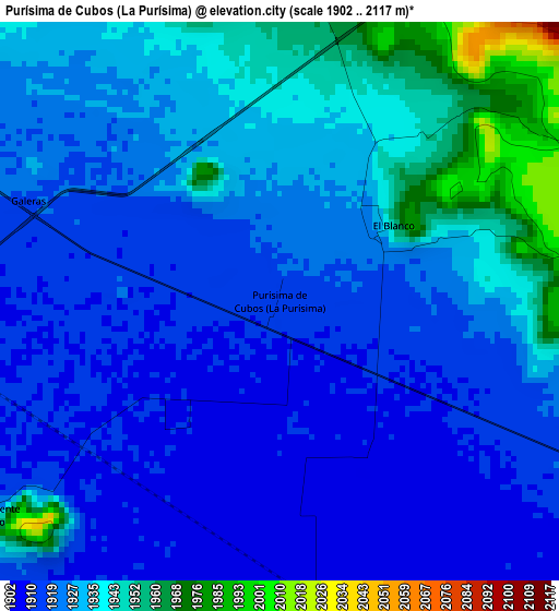 Purísima de Cubos (La Purísima) elevation map