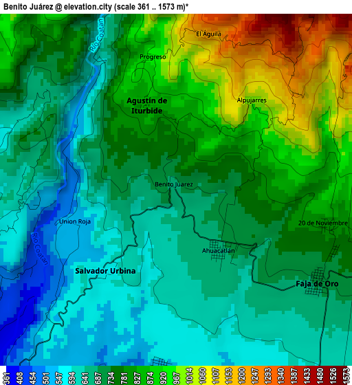 Benito Juárez elevation map