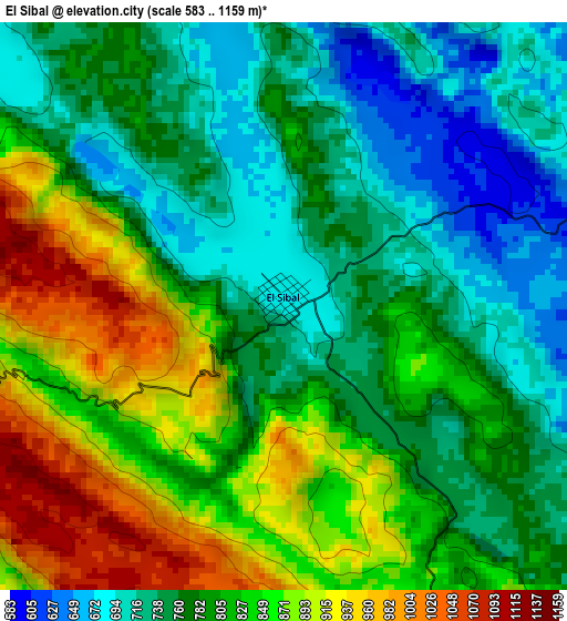 El Sibal elevation map