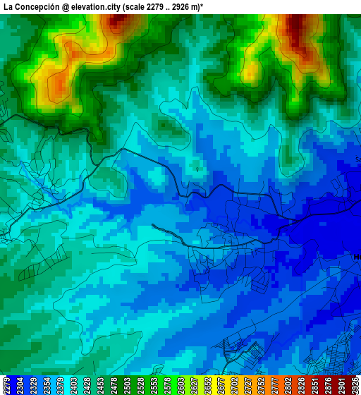 La Concepción elevation map