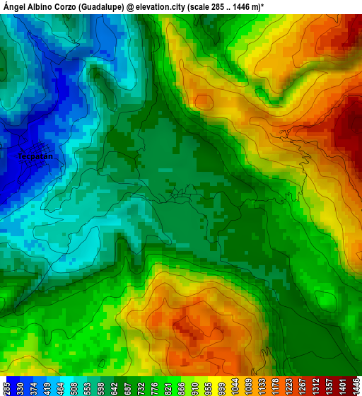 Ángel Albino Corzo (Guadalupe) elevation map