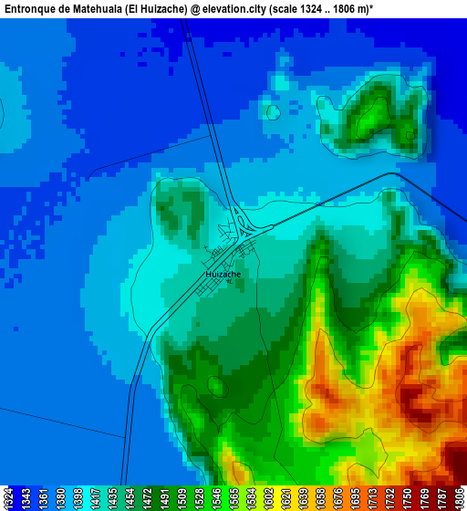 Entronque de Matehuala (El Huizache) elevation map