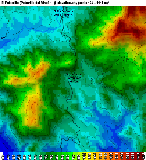 El Potrerillo (Potrerillo del Rincón) elevation map