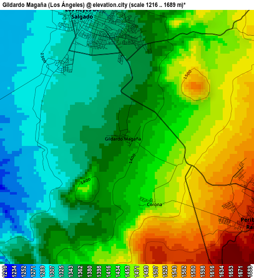 Gildardo Magaña (Los Ángeles) elevation map