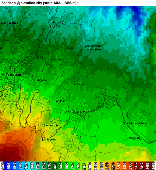 Santiago elevation map