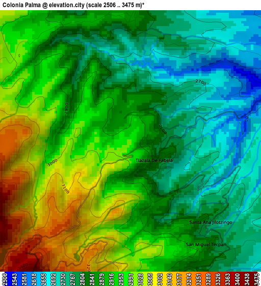 Colonia Palma elevation map